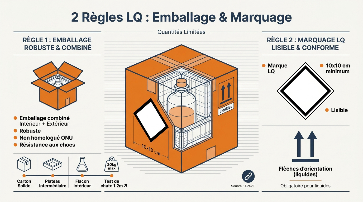 Réglementation ADR sur l'emballage et le marquage des colis en quantités limitées