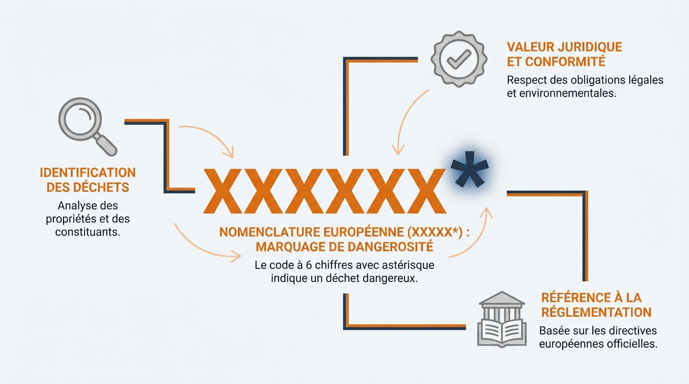 Nomenclature européenne des déchets dangereux avec codes et astérisques
